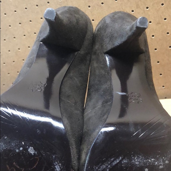 DKNYC Alicia Chocolate Suede Open Toe Heels sz 7.5 - Picture 8 of 8